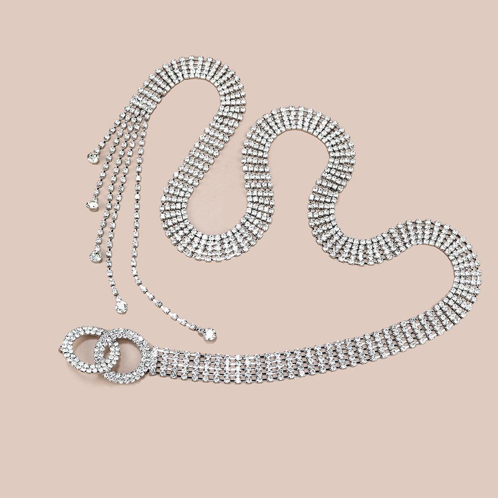 

Rhinestone Belt Women S High-End Decorative Waist Seal With Skirt Waist Seal Alloy Metal Belt Length 120cm Width 2.0cm