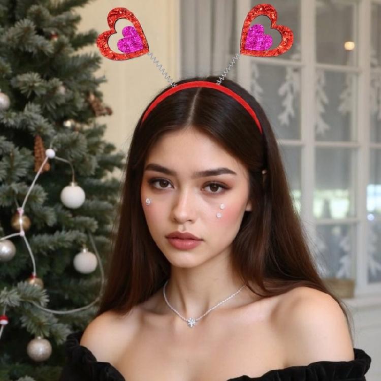 Opaska walentynkowa dla kobiet i mężczyzn Błyszcząca opaska z sercem Walentynki Akcesoria na przyjęcie urodzinowe na festiwal