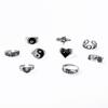 Retro Ring Dripping Oil Love Butterfly Chain Snake Shape 9 Piece Set Ring