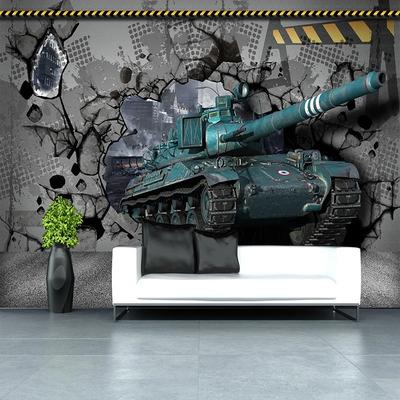 3D Panzer Durchbrochene Wand Wandbild Wohnzimmer Kinder Jungen Schlafzimmer Hintergrundwand Tapete Heimdekoration