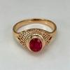 Gold-plated ring with red zircon ring, luxury hollow engraved ring, European and American manufacturers direct