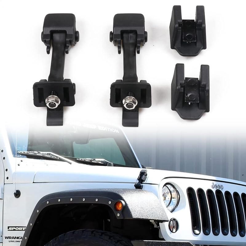 OEM TJ Hood Latches, Original Factory Hood Latch Kit For 1997-2006 Jeep Wrangler TJ Accessories, 1 Pair, Black