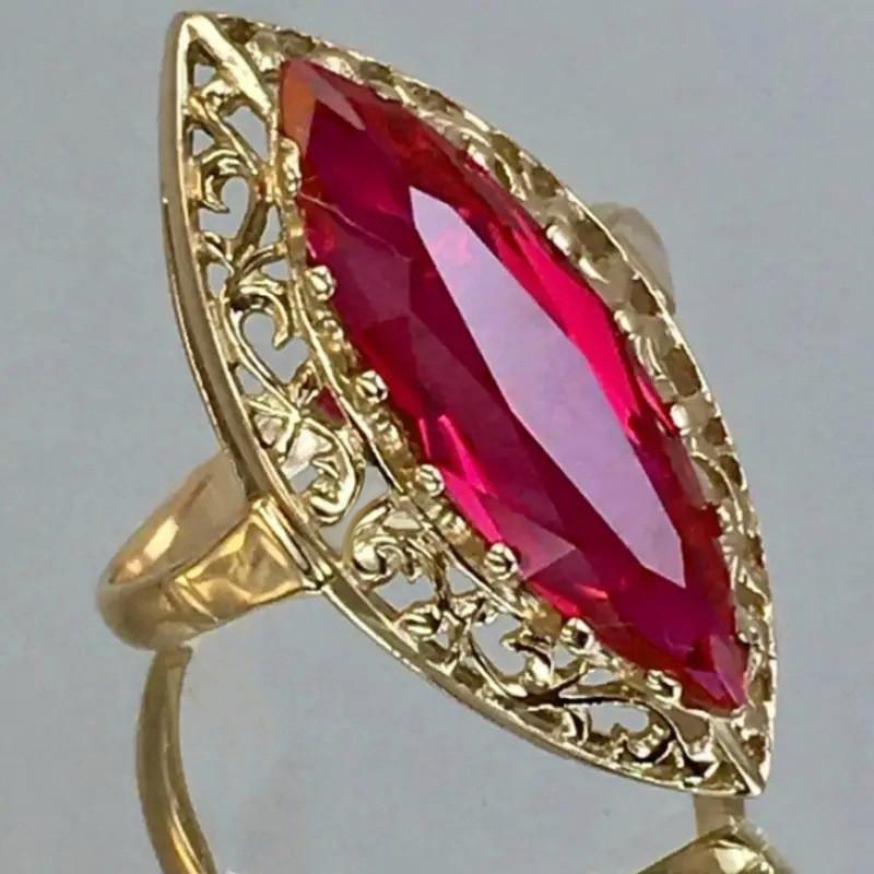 925 Sterling Silver Marquise Red Cubic Zirconia Rings for Women Hollow Out Lady Accessories Wedding Party Fashion Jewelry