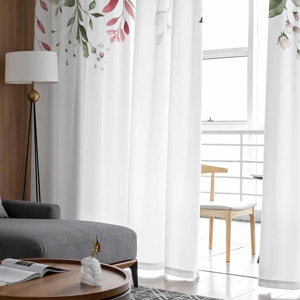 Rose Flower Leaves Sheer Curtains For Living Room Kitchen Window Curtains Bedroom Tulle Voile Curtains