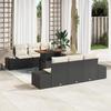 VidaXL 7-piece Garden Dining Set with Black Poly Rattan and Acacia Cushions 3349907