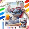 Oil Painting DIY Digital Painting Cute Stitch On Summer Beach with Sunglasses Wall Art for Living Room and Entryway.
