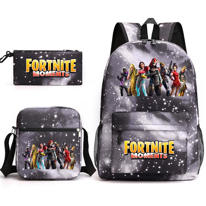 Peripheral Printed Schoolbag 3-Piece Pencil Case Shoulder Bag Backpack