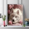 Samoyed and roses Pattern  3pcs 100% Round Full Drill 5D DIY Diamond Painting Embroidery Cross Stitch Rhinestone Décor