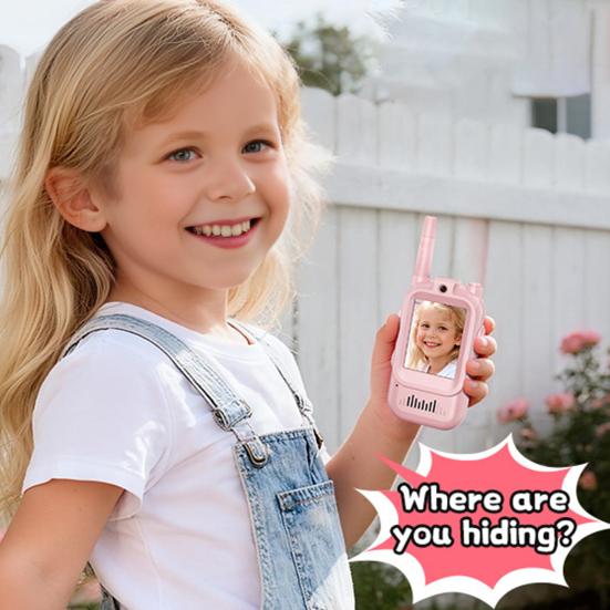 Video Walkie Talkies Toys Rechargeable Play House Toys for Kids Adjustable Lanyard Two-Way Video Call Device for Role Play & Parent-Child Interaction