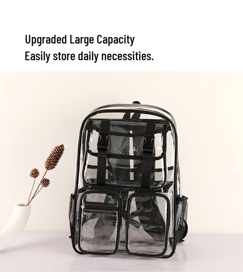 New Clear Double Shoulder Large Capacity Waterproof PVC Outdoor Backpack for Students