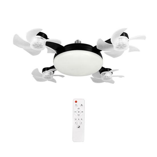 Ventilatore da Soffitto con Luce 3/4/5 Pale e Telecomando, 2-in-1 LED Silenzioso tipo Drone per Ventilazione Soggiorno, Pale Pieghevoli, 3 Velocità Dimmerabile, Attacco E27 per