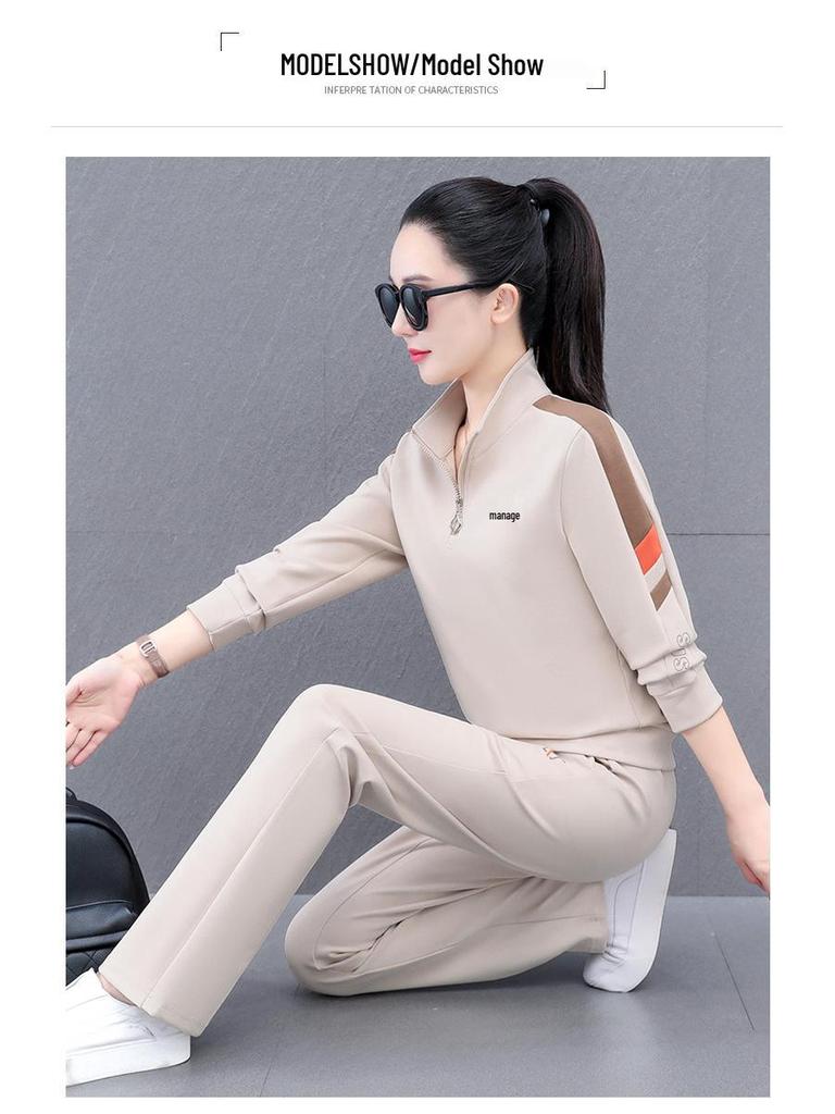 Women's Casual Two-Piece Set - 2025 Spring/Autumn New Style for Square Dance, Plus Size Sportswear