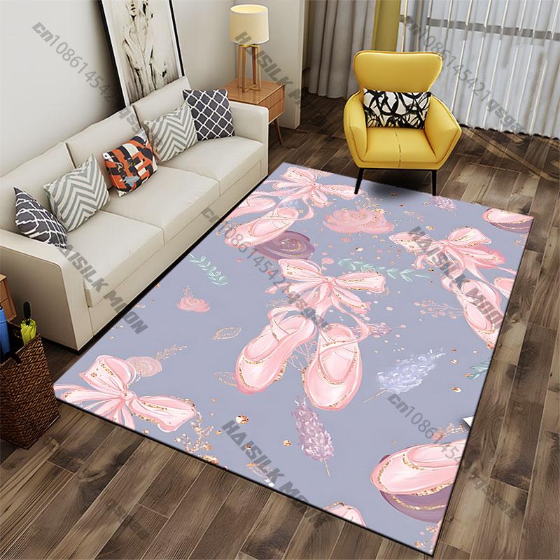 Ballet Shoes with Floral Decorations Carpet Yoga Living Room Room Decor Children's Crawling Mat Doormat Area Rug