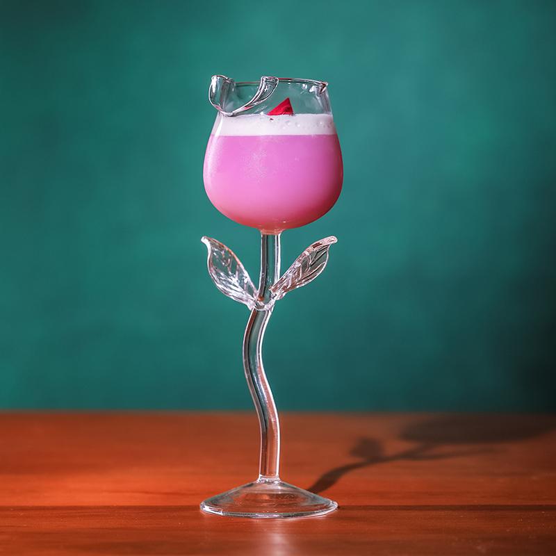 Bicchiere da champagne a forma di rosa, bicchiere da vino rosso, bicchiere da cocktail da bar, bicchiere da coppa per San Valentino e matrimonio