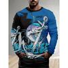 Men's Outdoor Fishing Long Sleeve T-shirts 3D Fish Print Round Neck Tshirt Summer Casual Loose Top Oversized Men Fishing Clothes