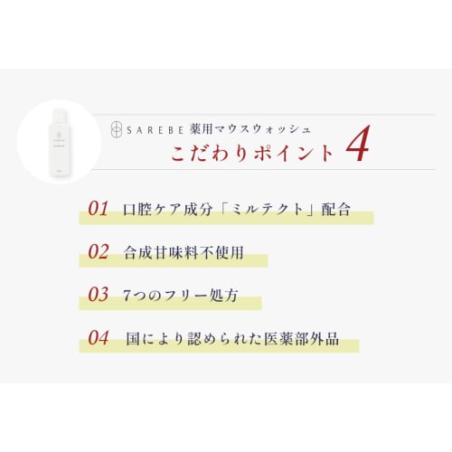 SAREBE Medicated Mouthwash for Bad Breath and Sticky Breath: Antibacterial, Contains Myrtect (Seaweed Extract), Natural Sweeteners, Xylitol, and Stevi