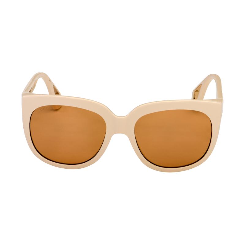 GUCCI Sunshade side lettering plate frame Irregular sunglasses Unisex Couple White