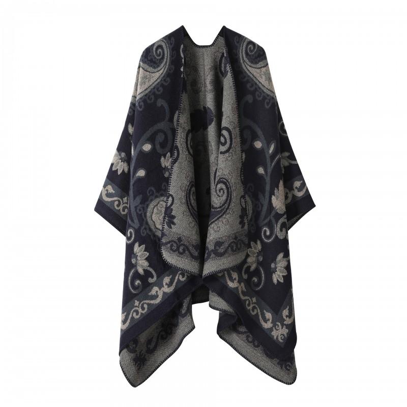 Womens Oversized Knit Shawl Wrap Scarf Ethnic Warm Fleece-Like Cape Travel Winter