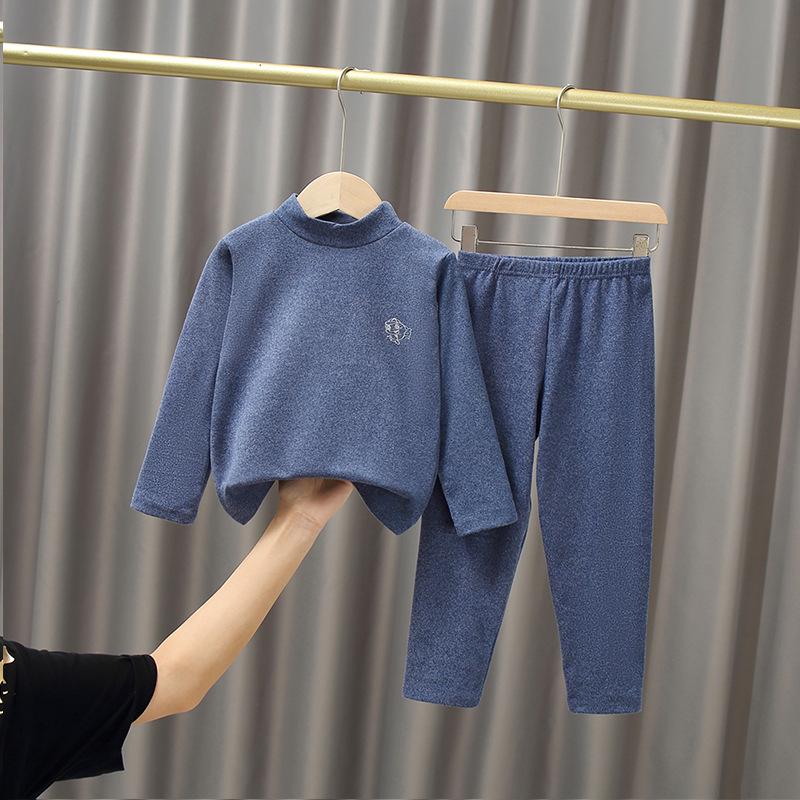 Kinder Doppelseitiges Gebürstetes Thermo-Fleece Unterwäsche-Set: Winterwärme für Jungen und Mädchen