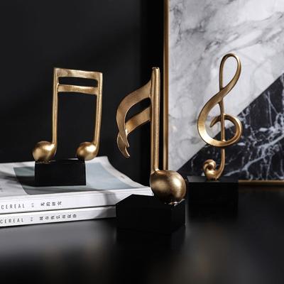 Golden Music Note Model Set Home Art Figurines Decorative Beautiful Crafts Ornaments Living Room Wine Cabinet Desk Decorations