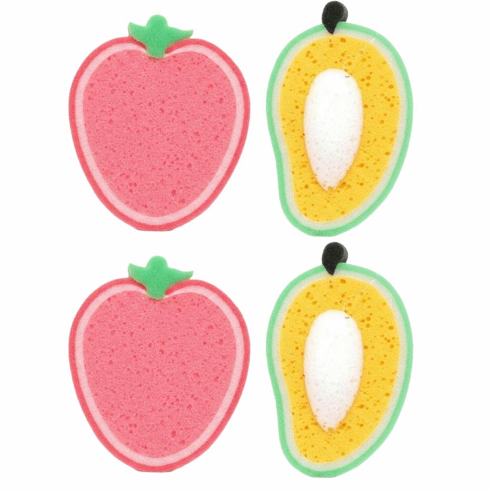 4pcs Fruit Shape Kitchen Cleaning Tool Thickened Dish Wash Sponge Soft Scouring Pad Home