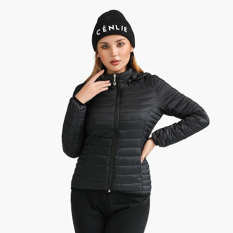 Winterparka, ultraleichte, gepolsterte Pufferjacke für Damen, Mantel mit Kapuze, warme, leichte Outdoor-Jacke mit Aufbewahrungstasche