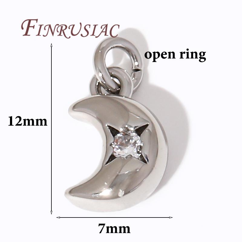 

Wholesale Metal Moon Charms Accessories For Earrings 18K Gold Plated Brass with Zircon Pendants For DIY Jewelry Making Findings 1 piece