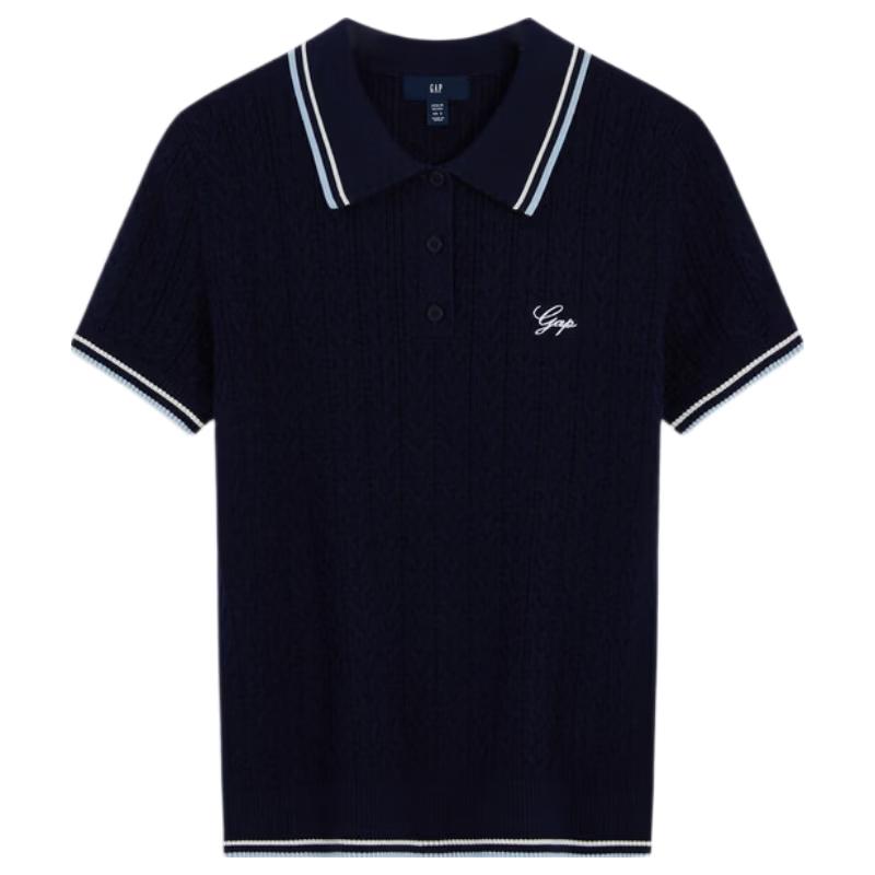 GAP Women s Logo Embroidered Cable Knit Polo Shirt 165/88A