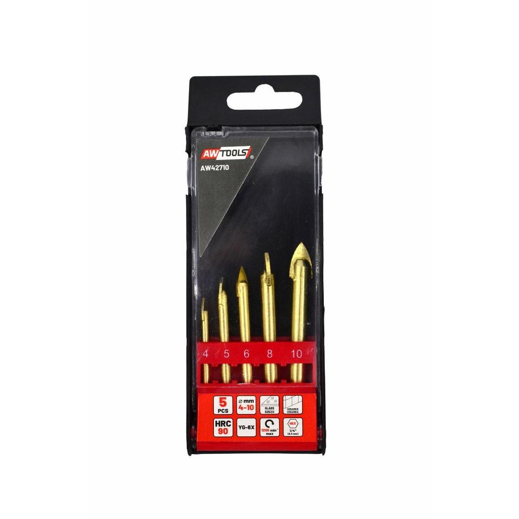 AW Tools Titanium Coated Glass And Tile Drill Bit (Pack of 5)