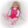 KEIUMI Cute 60 cm Reborn Dolls Cloth Body Baby Touch Soft Newborn Babies Doll Gold Curls Kids Playmates Girl Chrismtas Birthday Gifts