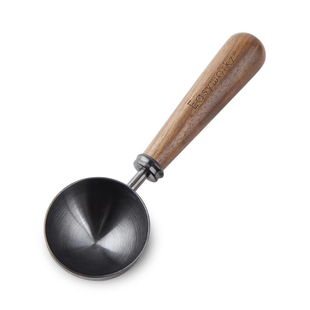 Easyworkz Retro Stainless Steel Coffee Measuring Scoop, 10g, Black Walnut Wood Handle [Gunmetal]