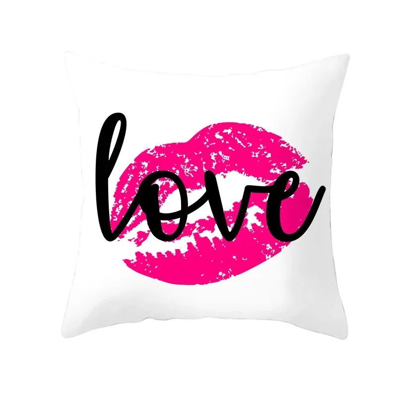 Valentine's Day Cushion Cover Romantic Wedding Party Decorations Print Cushion Cover Pillowcase Valentine's Day Gift
