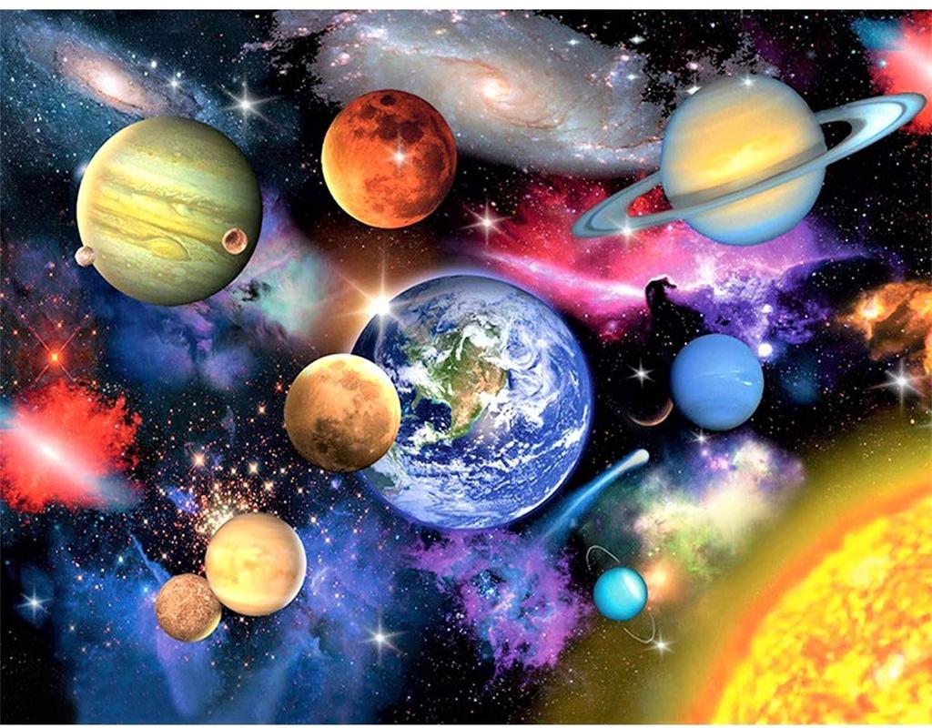 Reofrey Diamond Painting Diamond Art Cross Stitch Planet Handmade Kit Full Paste Bead DIY Craft Kit Home Restaurant Rhinestone Home Wall Hanging