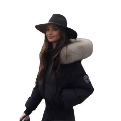 [Fleece] Winter year thin new fur collar hooded cotton-padded coat waist thickened short cotton-padded coat women's coat