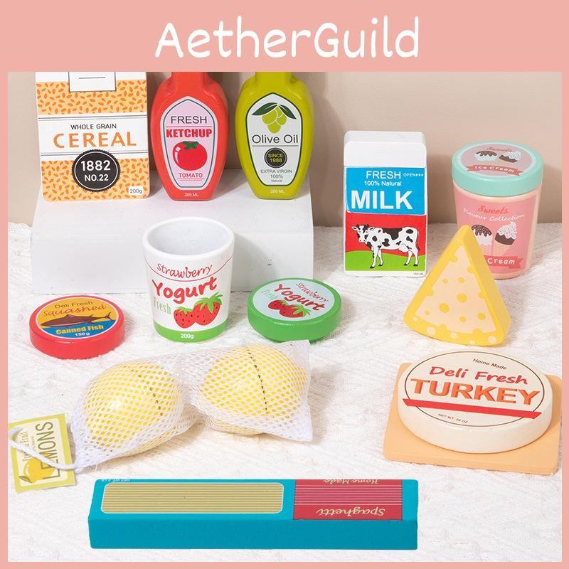 Simulation Milk Wooden Pasta Cheese Flavored Ice Cream Children Toys Set