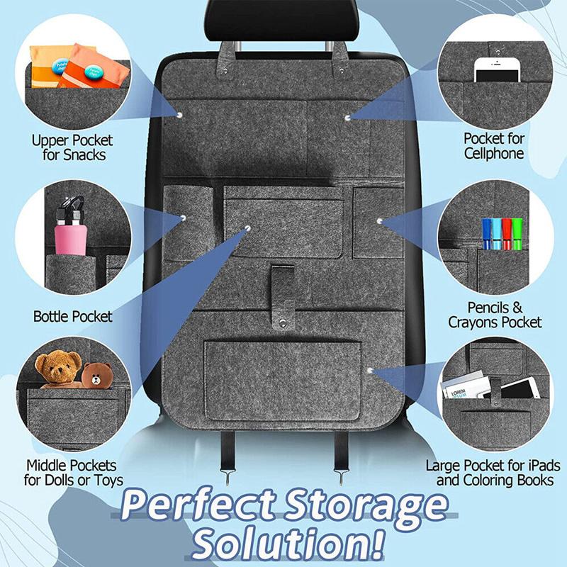 Car Back Seat Organiser Multi Pocket Interior Storage Bag Backseat Protector
