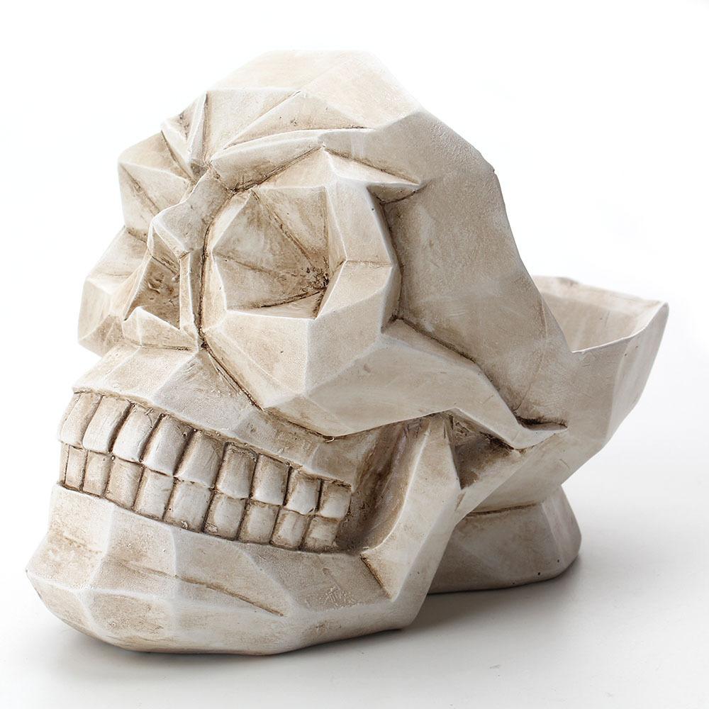 

Skeleton Scary Face Lazy Phone Stand Multi-functional Skull Storage Box Abstract Modern Geometric Facet Skull Ornaments білий