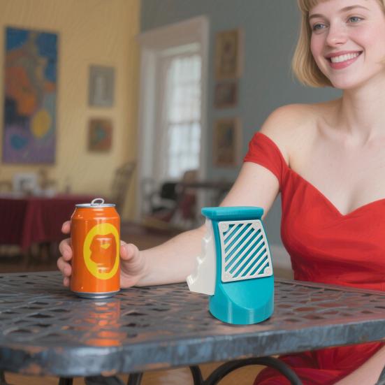 Enhånds boksåpner for brus- og ølbokser 3D-printet flaskeåpner Enkel aluminiumslokkfjerner for barn, eldre Morsomt kjøkken- og bartilbehør