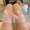 Sweet Bow Streetwear Sieviešu jaukas mežģīņu bantes augšstilbiem augstas zīda zeķes Sexy sieviešu kontrasta krāsa Cosplay zeķes virs ceļgaliem