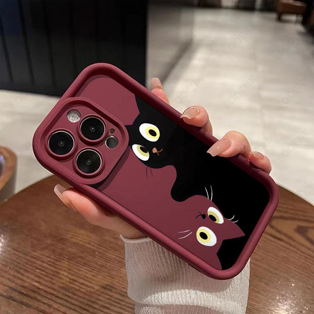 Cute Cartoon Cat Soft Phone Case For iPhone 15 14 13 12 11Pro Max Cases iPhone XS Max Mini XR X 7 8 Plus SE Shockproof Cover