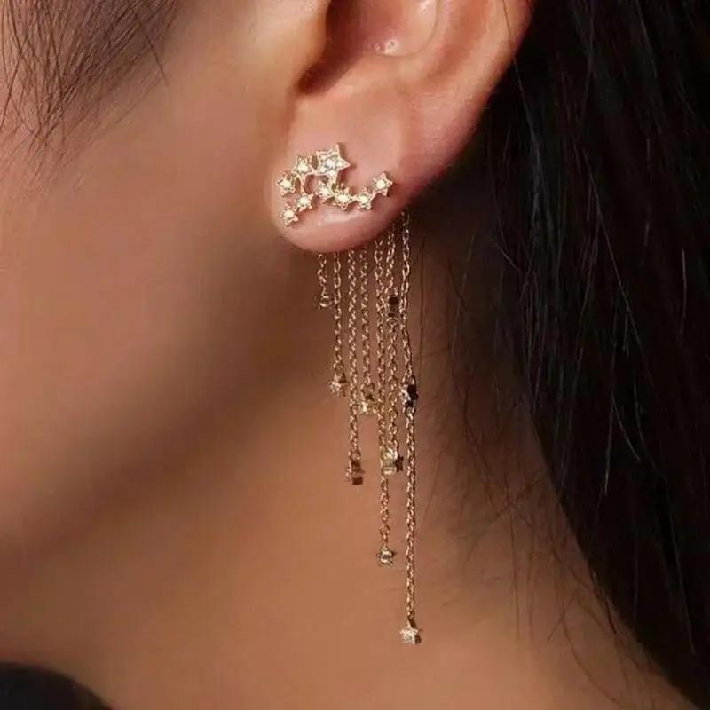 1 Pairs Summer Stud Drop Dangle Tassel Earrings Lady Elegant Club Dress Earring Jewelry Accessories Creative Gifts Decoration