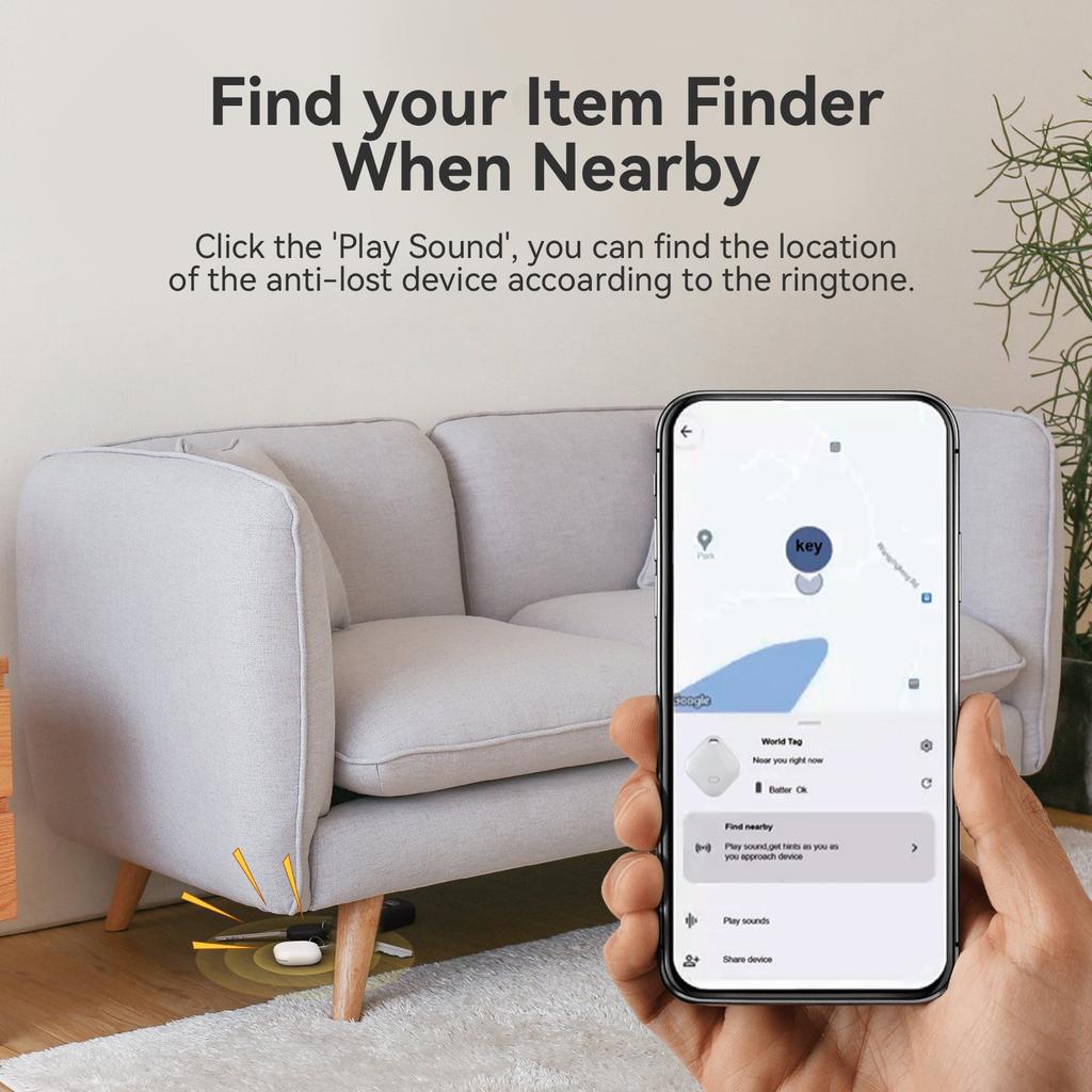 Mini GPS Tracker Tag for Android System Google Find My Device Portable Locator Key Bag Anti-Lost Smart Bluetooth Tracker
