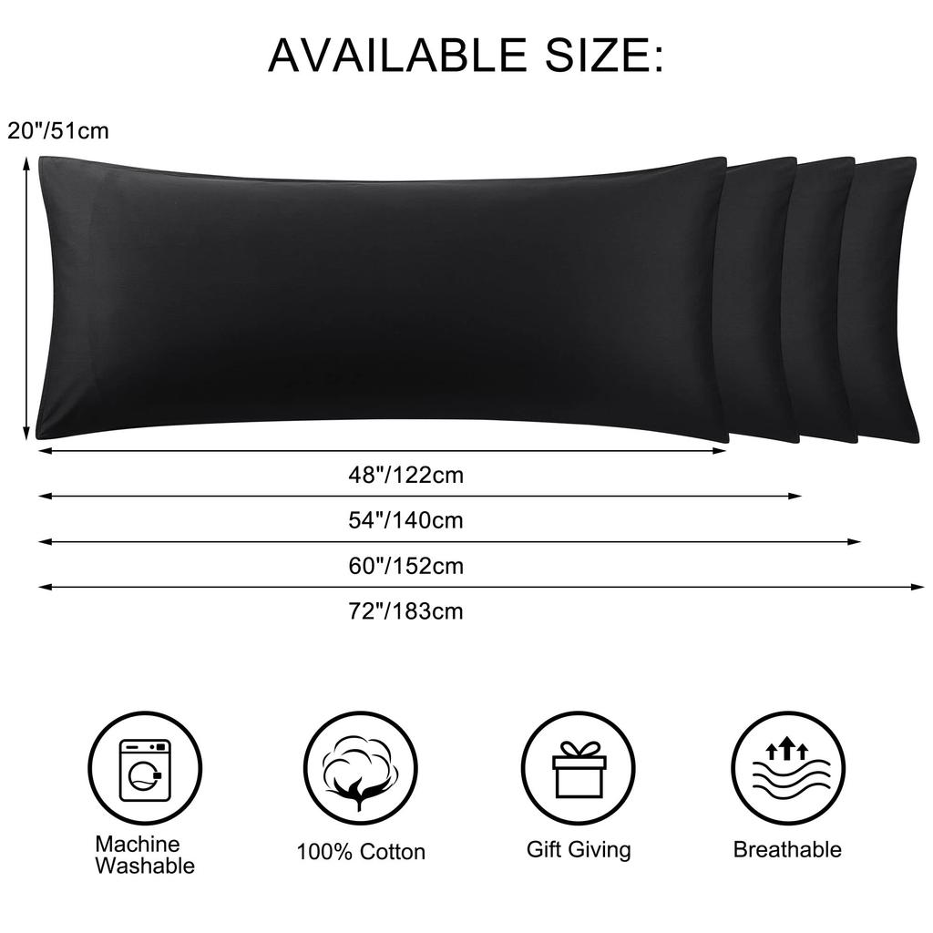 PiccoCasa Body Pillow Pillow Long Pillow Hotel Soft 1 50x120cm Cover, 100% Cotton, Envelope-style Cover, Life-size, Plain, Cover, Cotton, Quality,