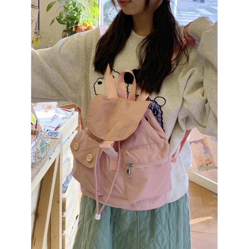 Korean-style niche design pocket butt backpack, college-style versatile student schoolbag, casual travel nyl backpack