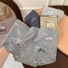 Women's Spring and Summer Striped Cotton 10A Antibacterial Comfortable Breathable Mid Waist Flat Angle Briefs