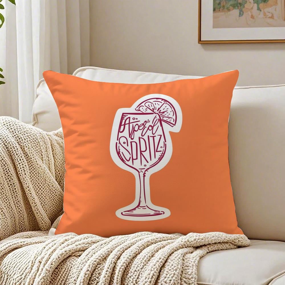 Klasyczna poszewka na poduszkę Aperol Spritz z organicznego krótkiego pluszu, oddychająca, zmywalna, odporna na zagniecenia