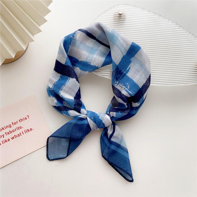 58cm Cotton Linen Women's Scarf Fashion Print for Hair and Neck Square Design