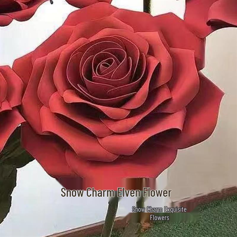 Ручная работа, трехмерная пенопластовая роза - Гигантская красная, водонепроницаемая, свадебное украшение