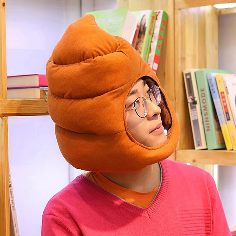 Creative Cute Shit Shape Plush Hat Stuffed Toy Funny Fake Poop Full Headgear Cap Gag Gift Cosplay Party Photo Props