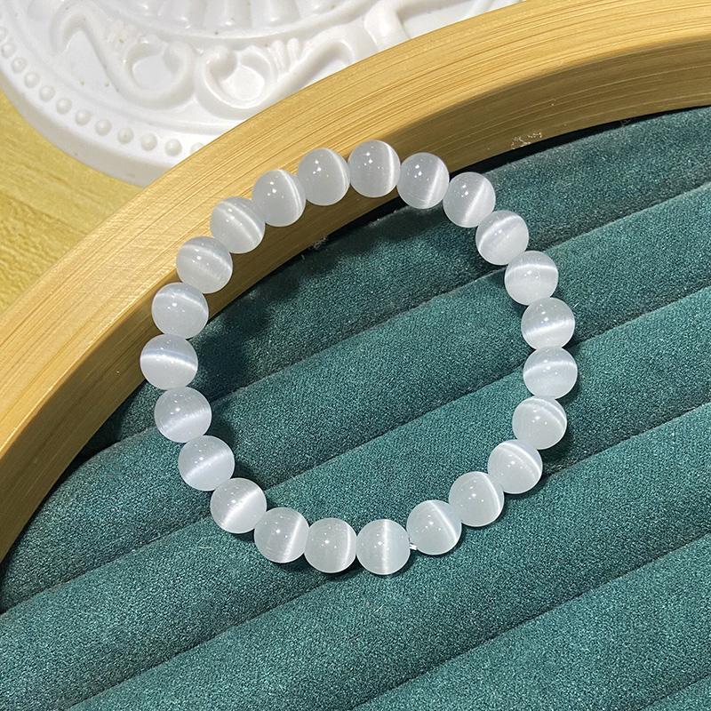 6 8 10mm Přírodní kámen Bílý Selenit Korálek Joga Meditace Elastický Náramek pro Muže a Ženy Šperk pro Léčení Mysli Dárek